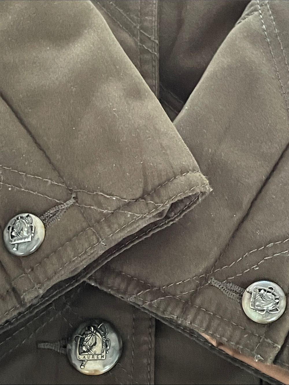 Ralph Lauren Women's Green Equestrian Quilted Coat w/Suede Collar Size Large - Picture 9 of 13